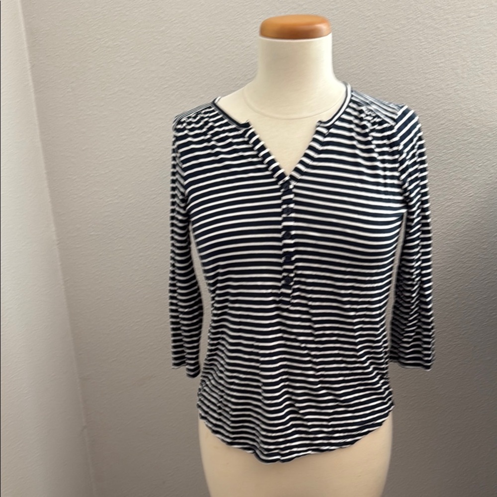 Striped Navy Blue and White Women's Top